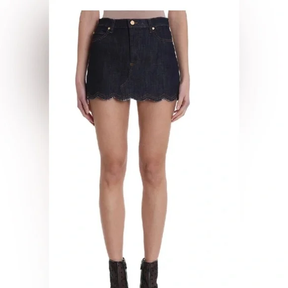 Red Valentino Scalloped hem denim mini skirt size 40 - Picture 3 of 6